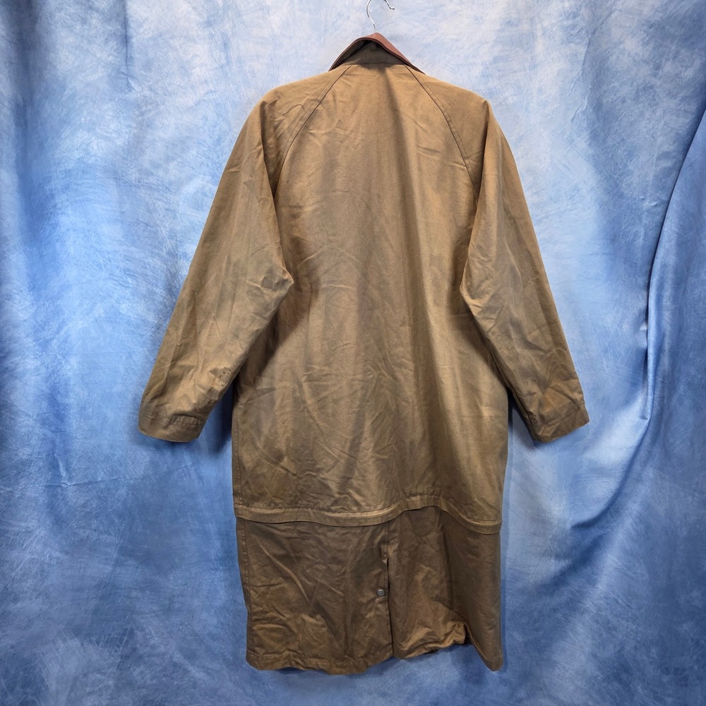 Vintage Marlborough Brown Canvas Duster Coat Leather Collar Red Quilted Liner XL - Picture 9 of 12
